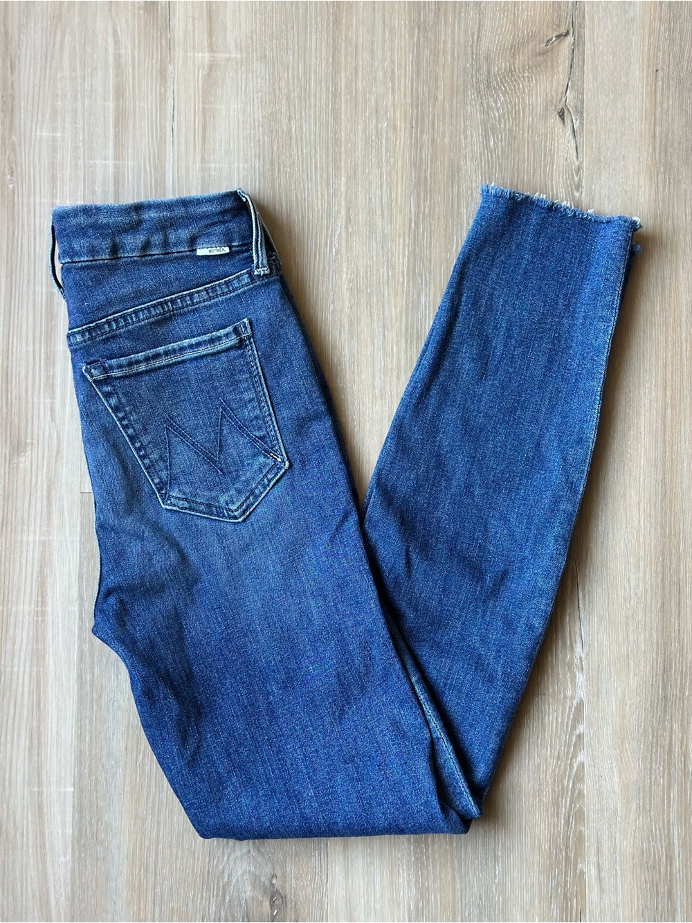 MOTHER The Looker Ankle Fray Groovin Blue Skinny Jeans Made In USA 24